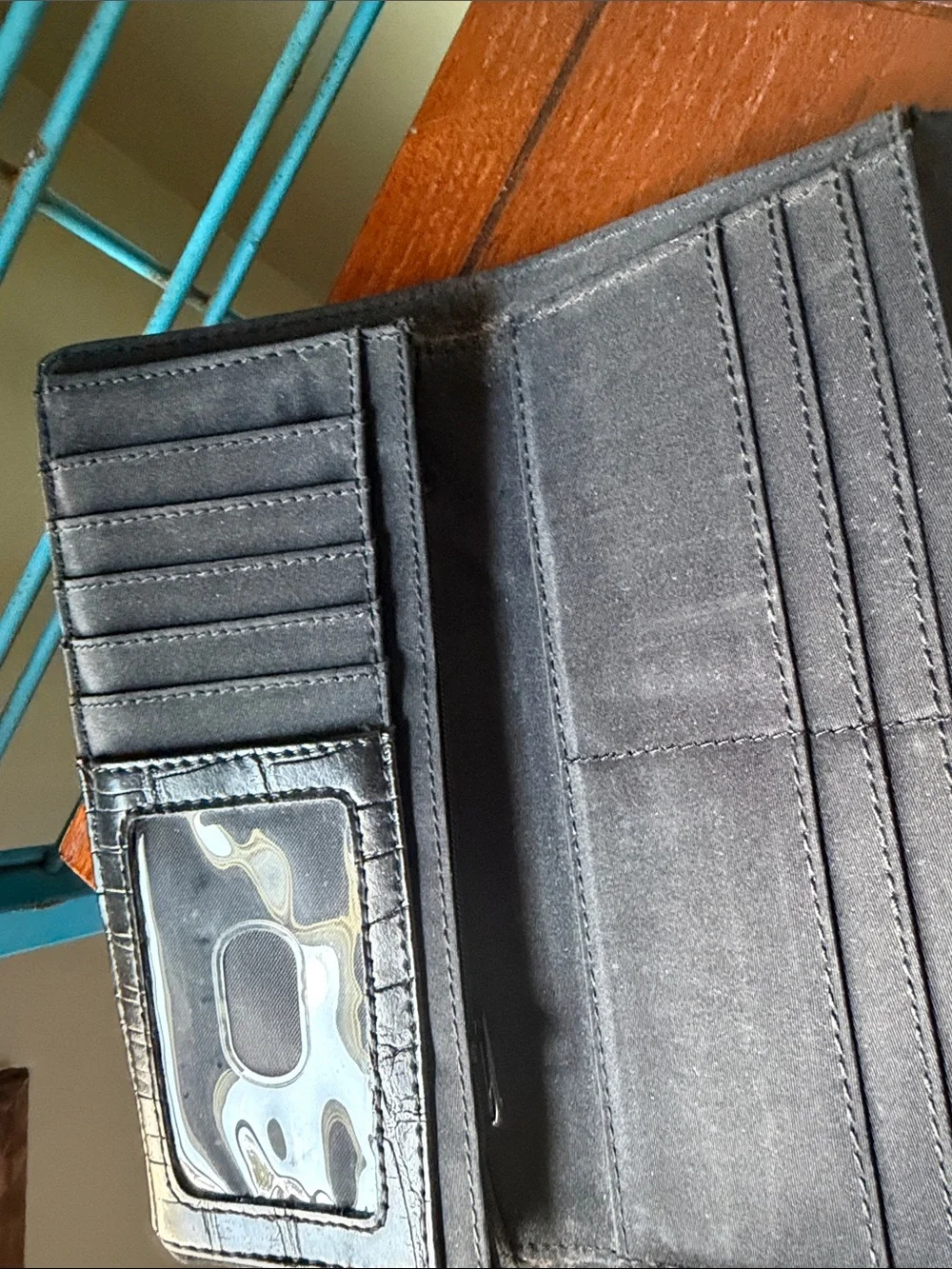 Relic Black Croc-Embossed Flap Wallet